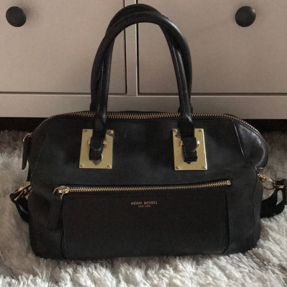 Henri Bendel Black Leather Doctor Bag